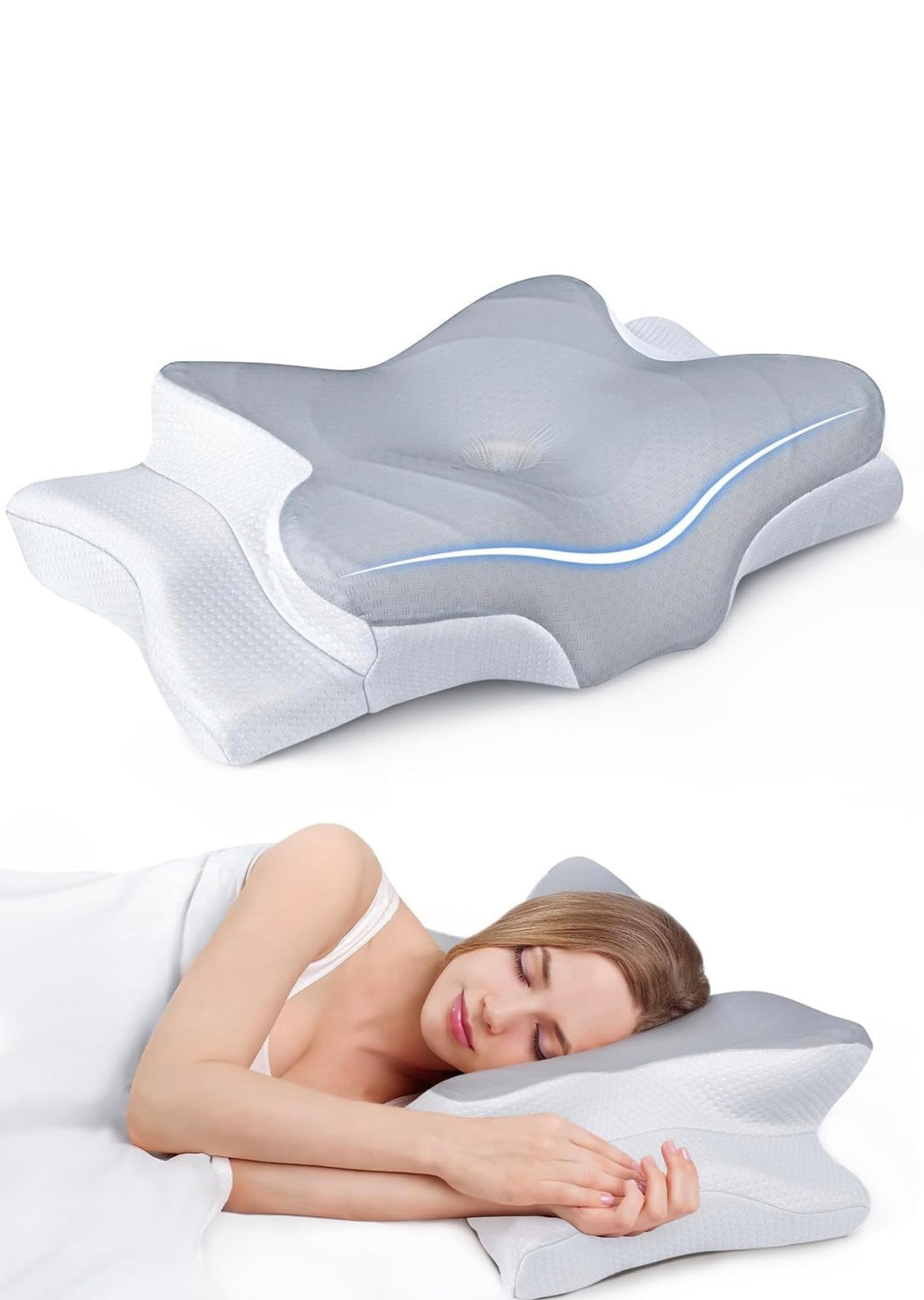 Ultra Pain Relief Cooling Pillow for Neck Support, Adjustable Cervical Pillow Cozy Sleeping, Odorless Ergonomic Contour Memory Foam Pillows, Orthopedic Bed Pillow for Side Back Stomach Sleeper
