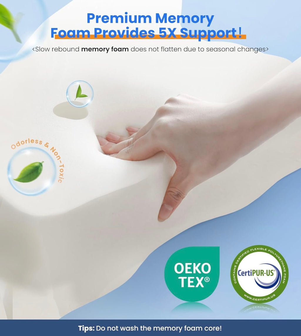 Ultra Pain Relief Cooling Pillow for Neck Support, Adjustable Cervical Pillow Cozy Sleeping, Odorless Ergonomic Contour Memory Foam Pillows, Orthopedic Bed Pillow for Side Back Stomach Sleeper